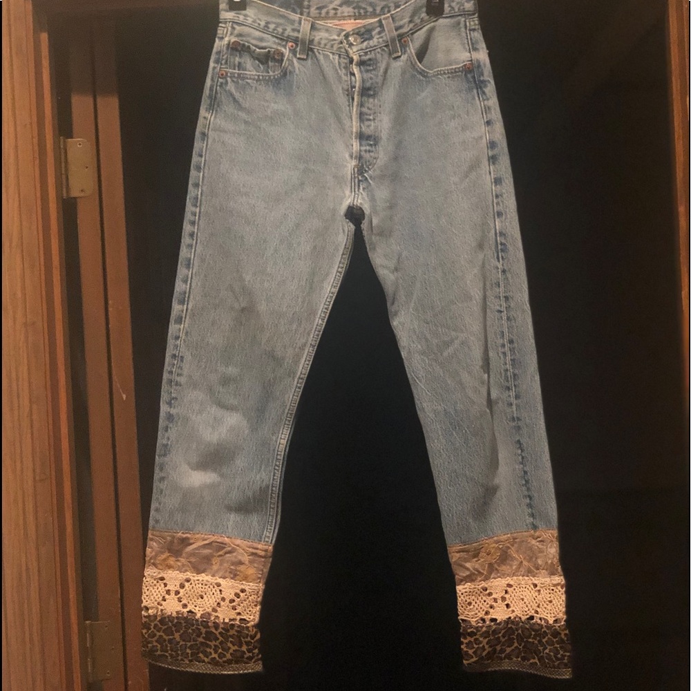 Unique decorative blue jeans
